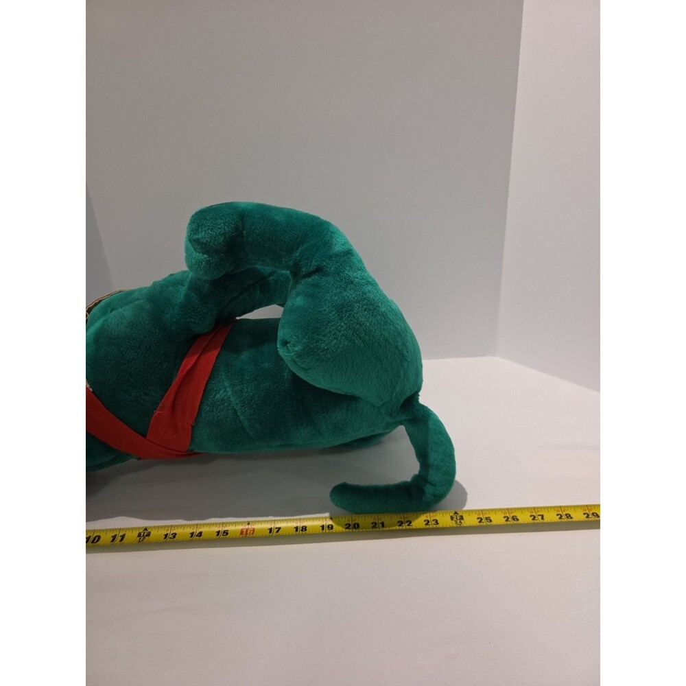 Vtg 24" Nanco 2000 Bright Green Chihuahua Plush Dog Crayon Bandolier Red Beret - Picture 10 of 12